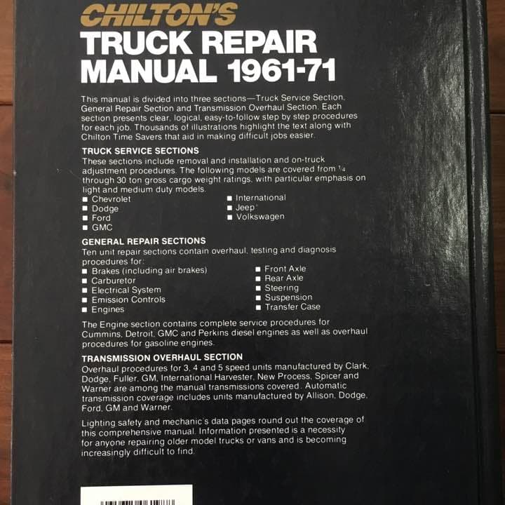 洋書 Chilton's Truck Repair Manual, 1961-71