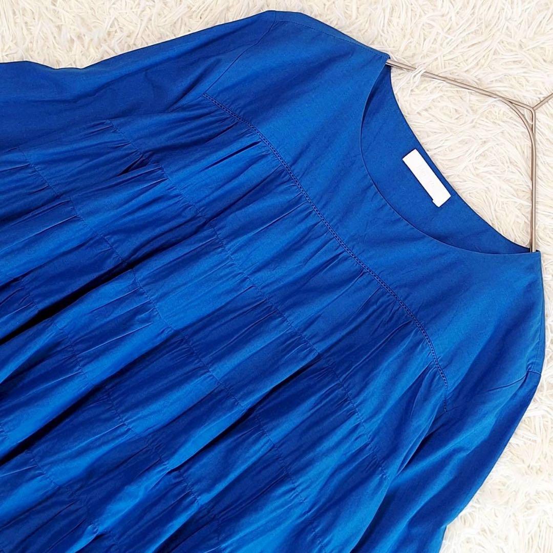 A1977【美品】MERLETTE マーレット ティアードブラウス 青 S