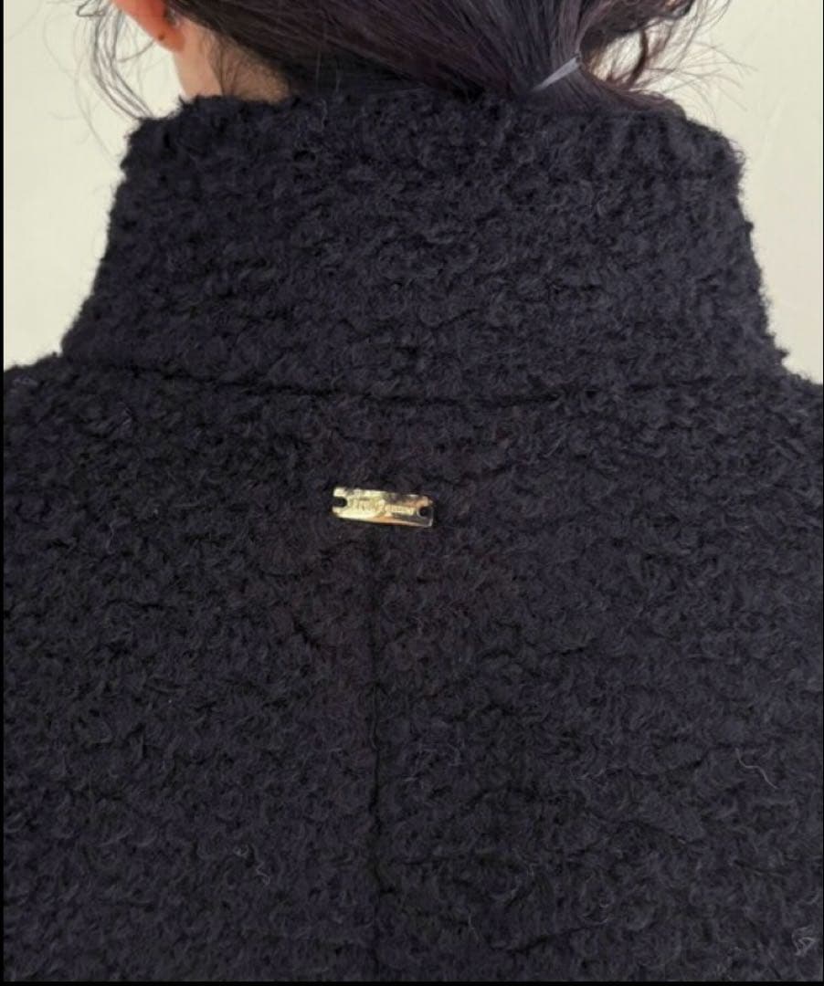 fredy emue フレディエミュ　ループシャギー　スタンドカラーコート　黒