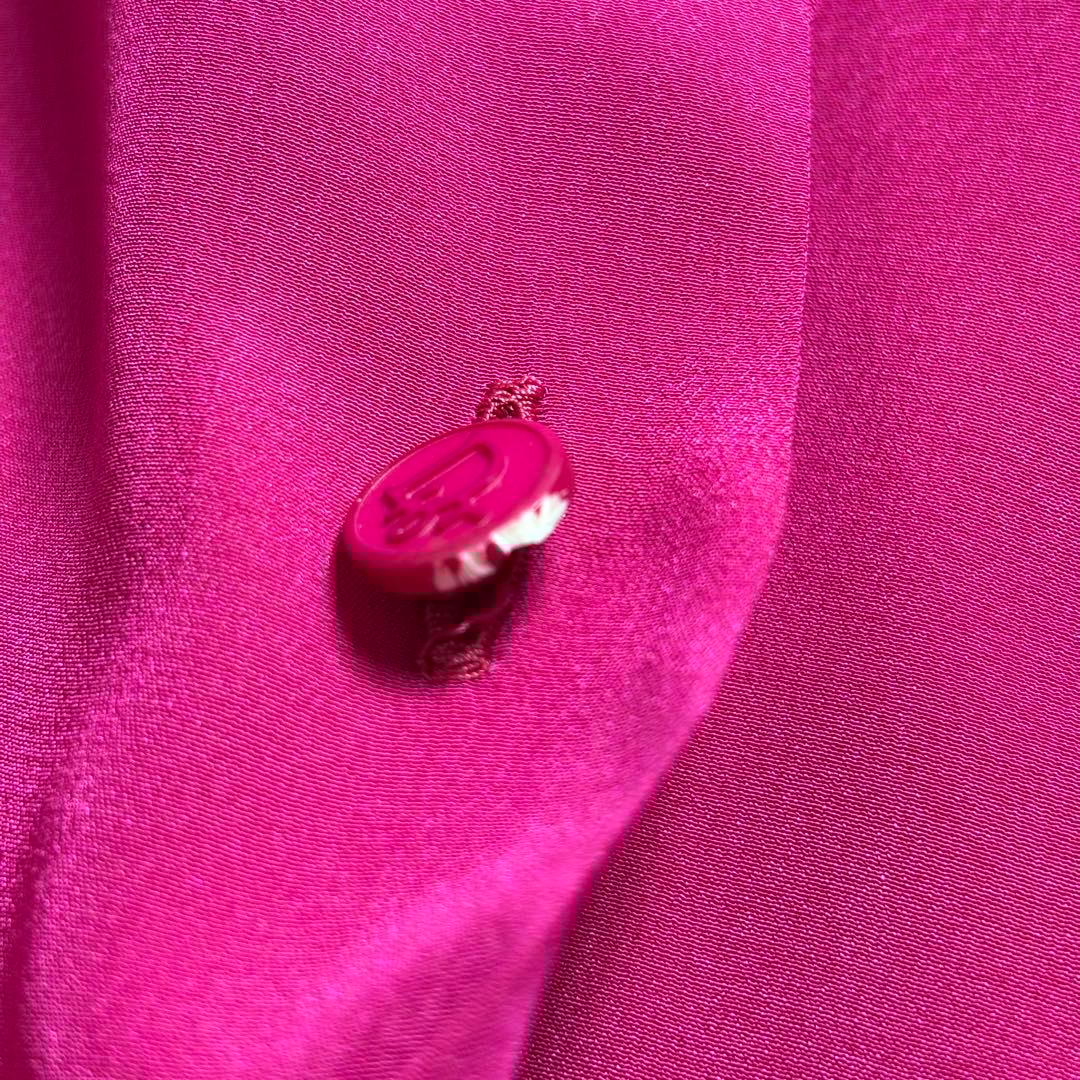 クリスチャンディオール ボウタイブラウス シルク100% ロゴボタン S