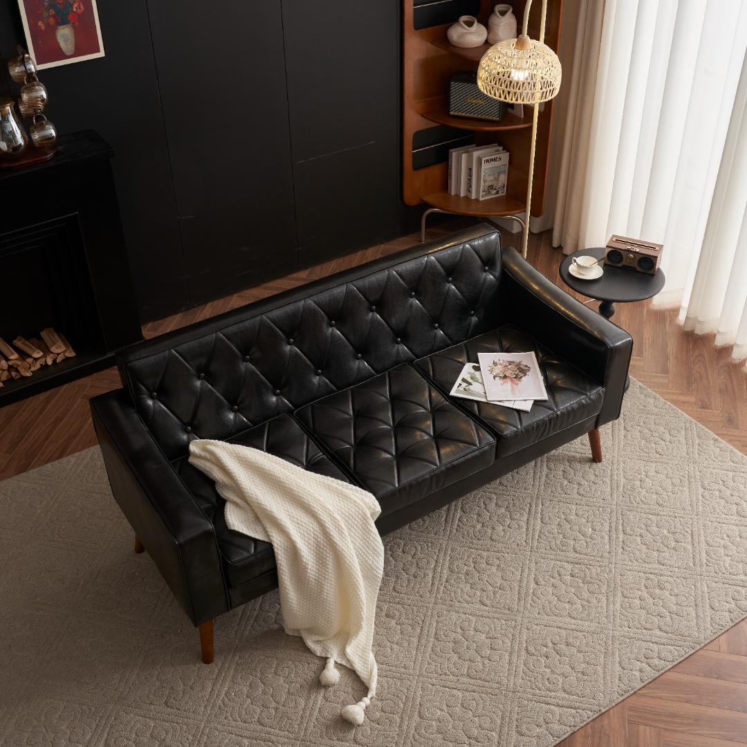 大人気！好評販売中！3人掛ソファカウチソファリビングソファ 肘付き BLACK