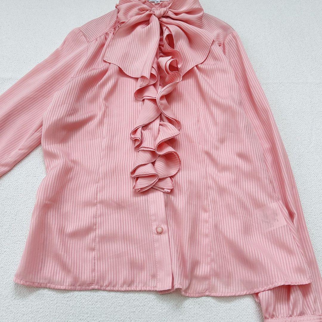 ナラカミーチェ　大きいサイズ　エレガント　華やか　フリル　リボン　ブラウス　LL