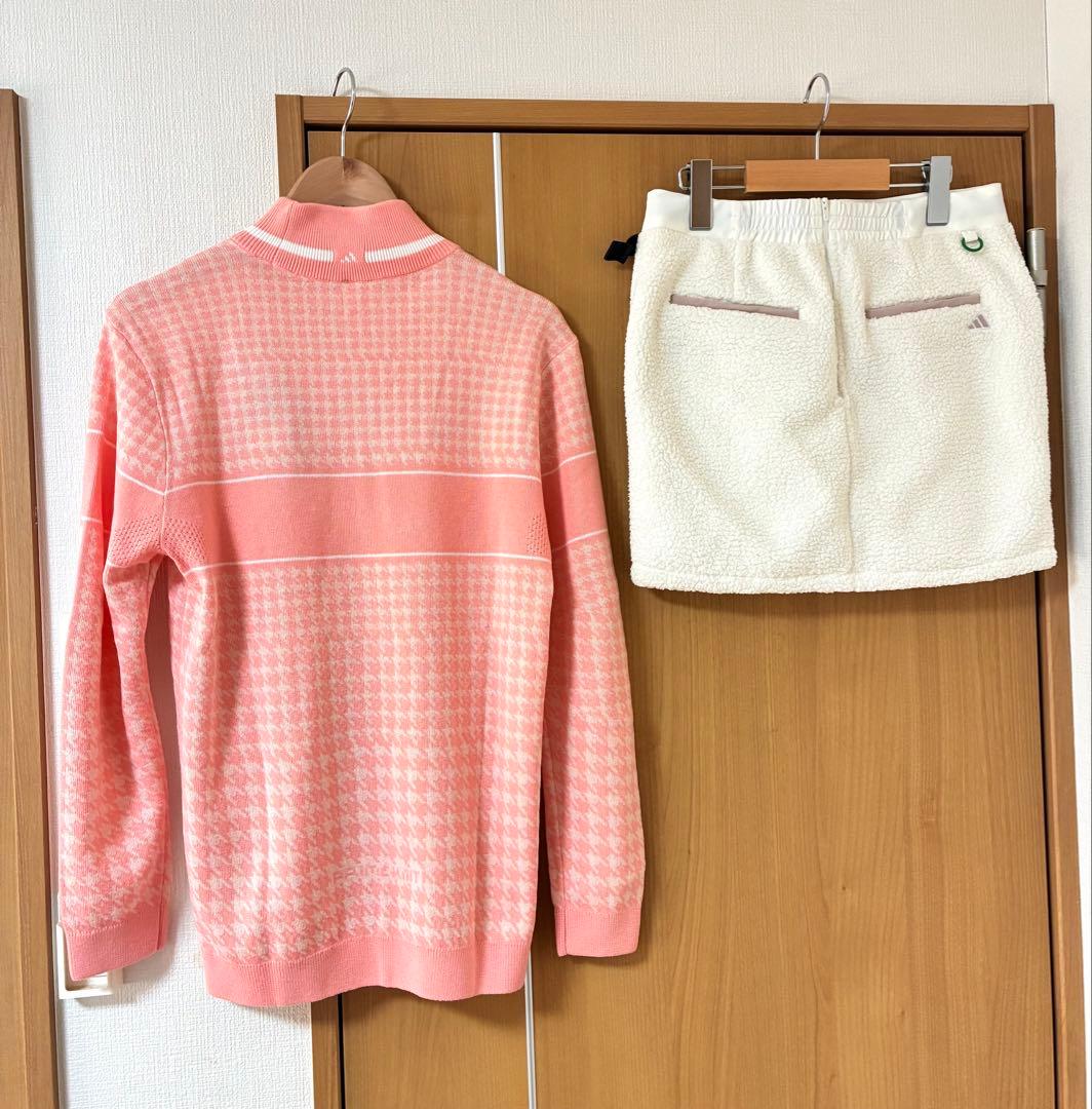 【最高級モデル】アディダスゴルフ L 上下セット 長袖＆ふわもこボアスカート　春
