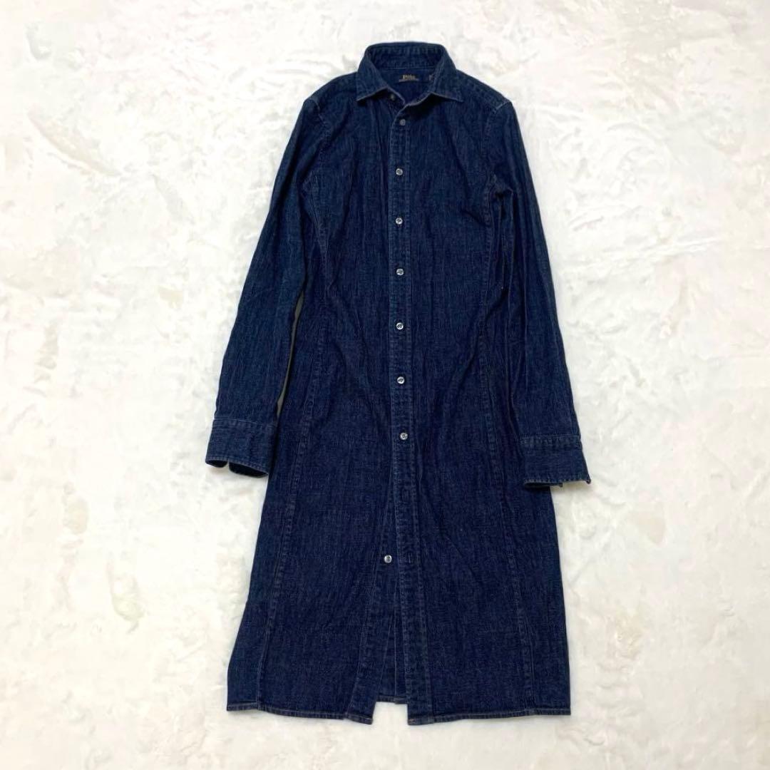 わかば様 ポロラルフローレン デニムシャツワンピース ロング インディゴ ブルー