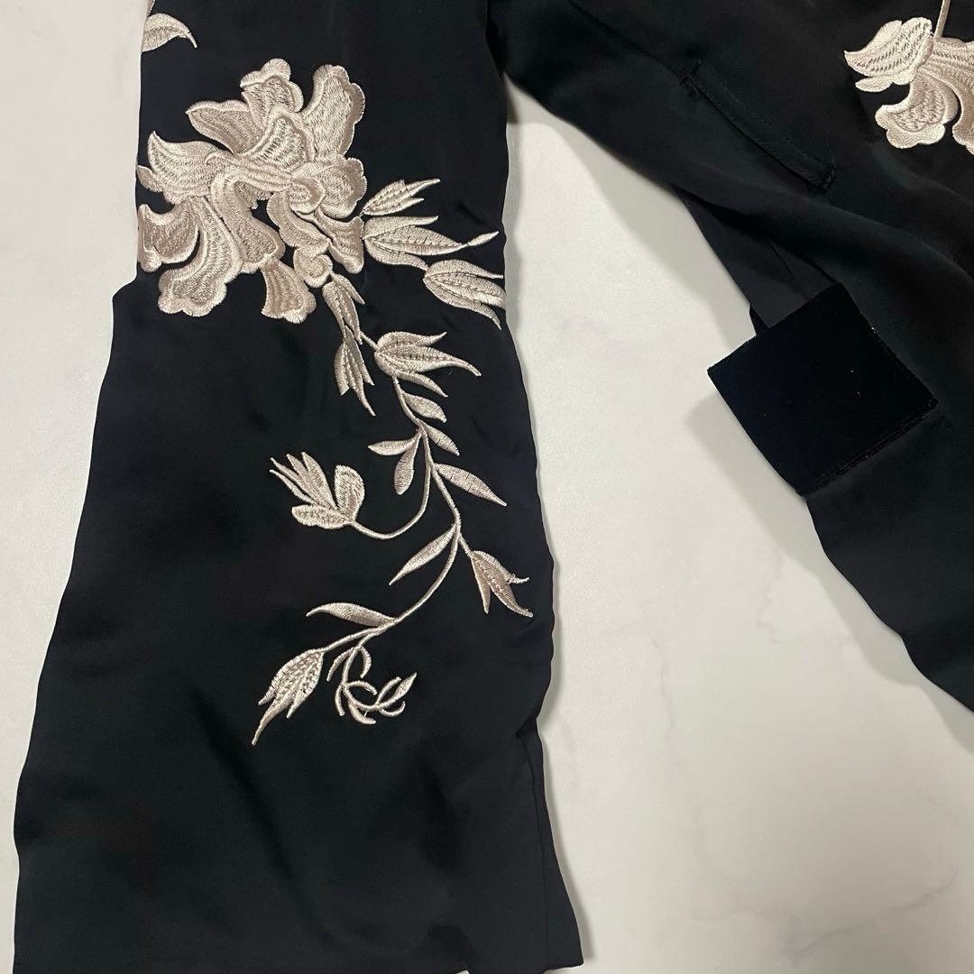 美品【ZARA WOMAN】ザラウーマン フラワー刺繍 着物 ロングガウン