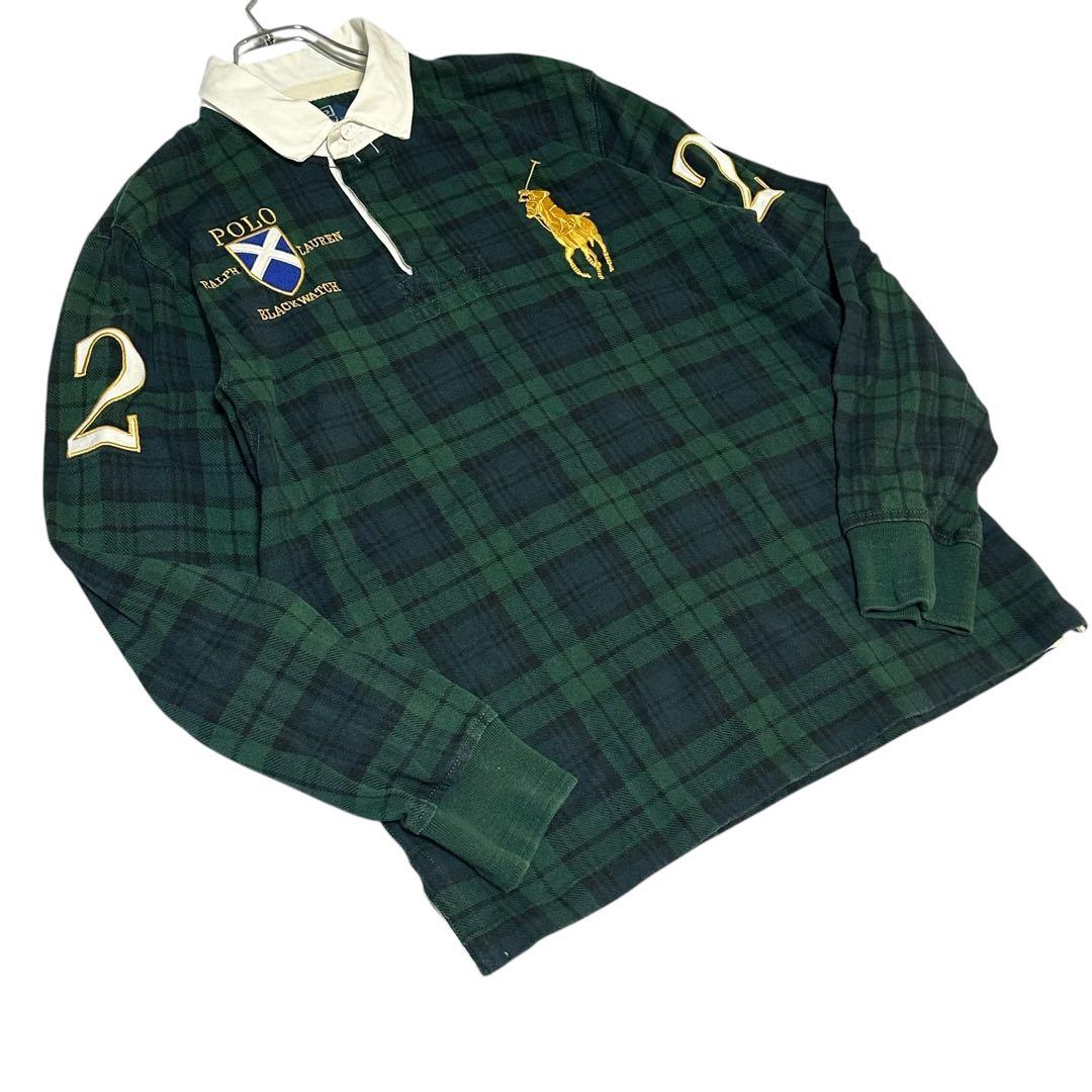 POLO ポロ ラルフローレン ボーダー ラガーシャツ 刺繍 ブラックウォッチ