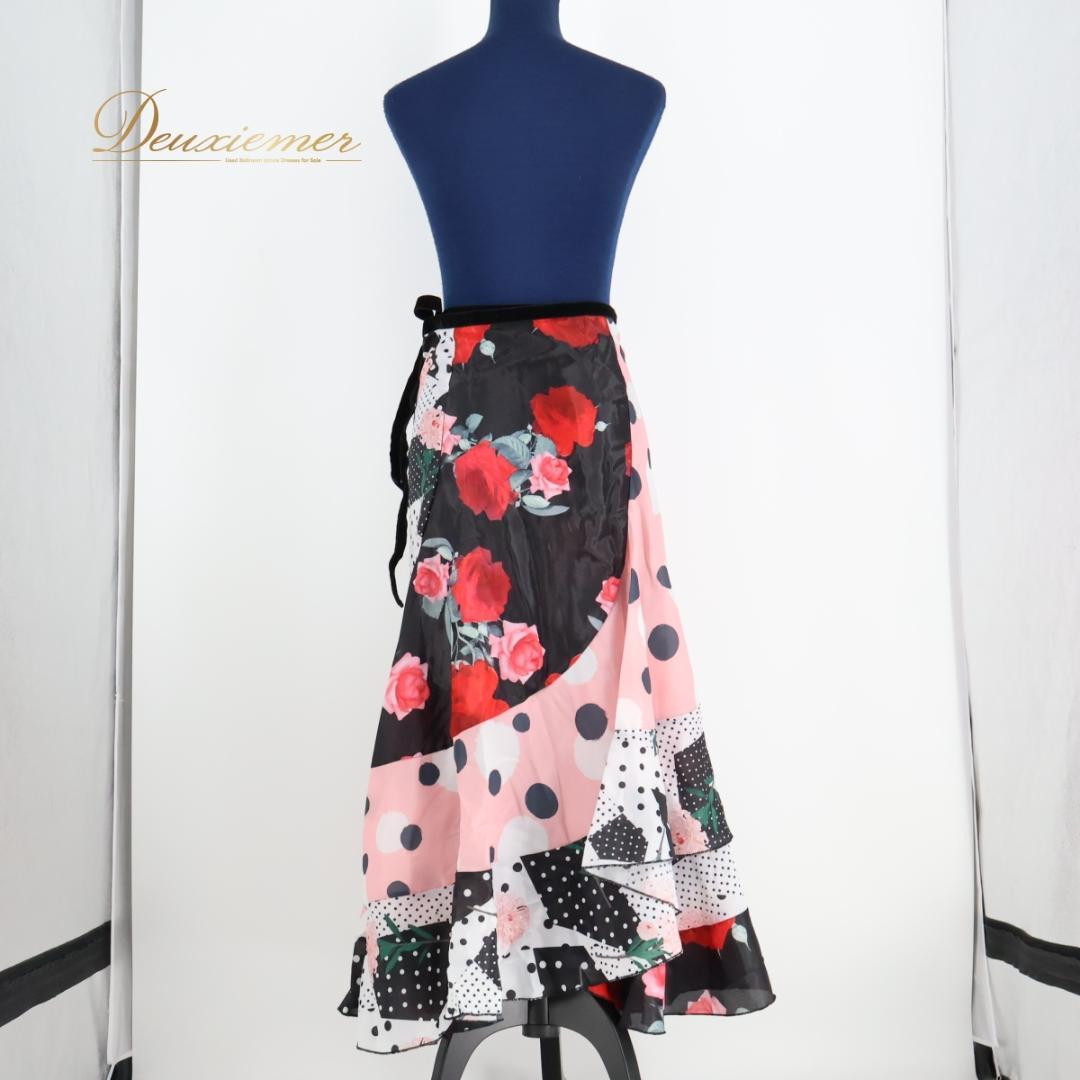 【美品 フラメンコ衣装】ブラック leirena 巻きスカート ファルダ 軽い