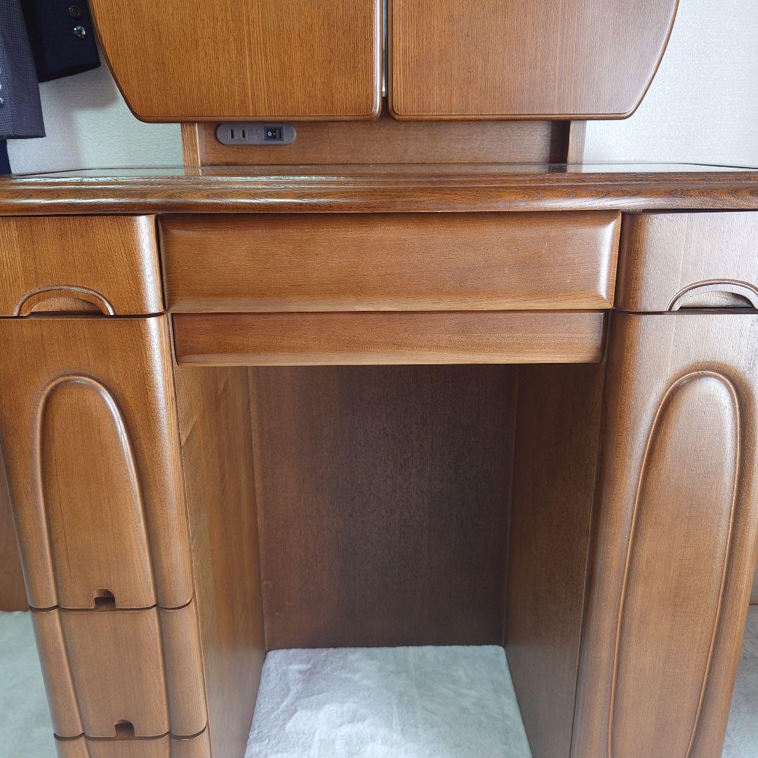 大塚家具　コーネル　天然ナラ材　3面鏡　ドレッサー　ブラウン　椅子別