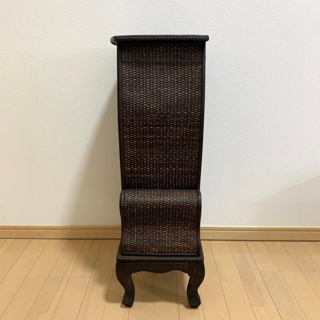アジアン家具　籐 ラタン 木枠4段チェスト 猫脚 引き出し 花台　電話台