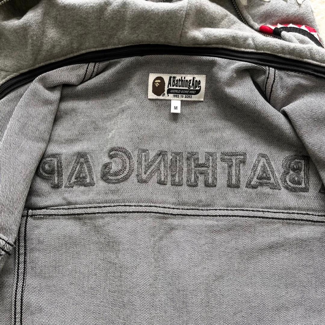 ジャケット・アウター A BATHING APE SHARK PARKA BLACK DENIM M