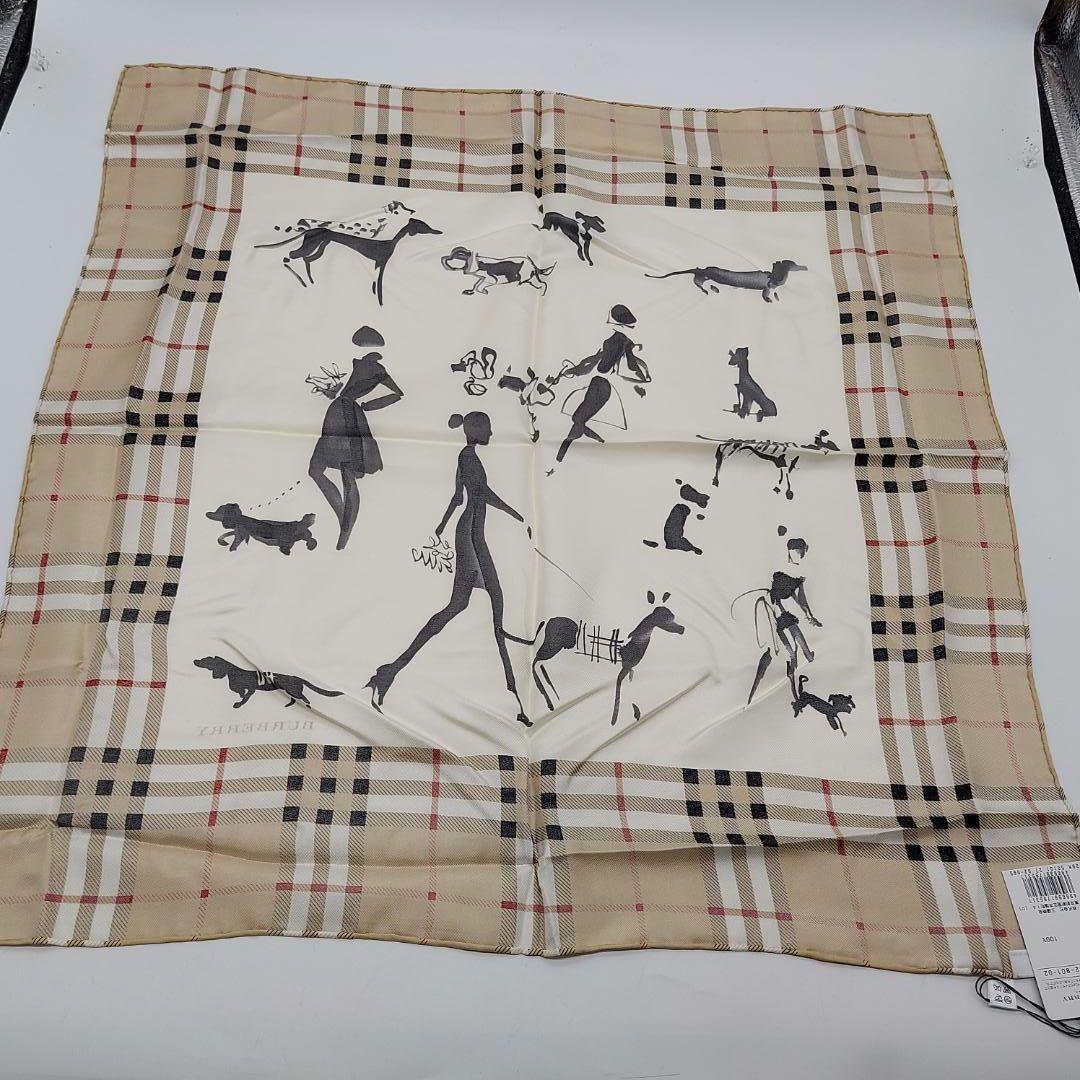 未使用品　バーバリー　スカーフ　シルク　チェック