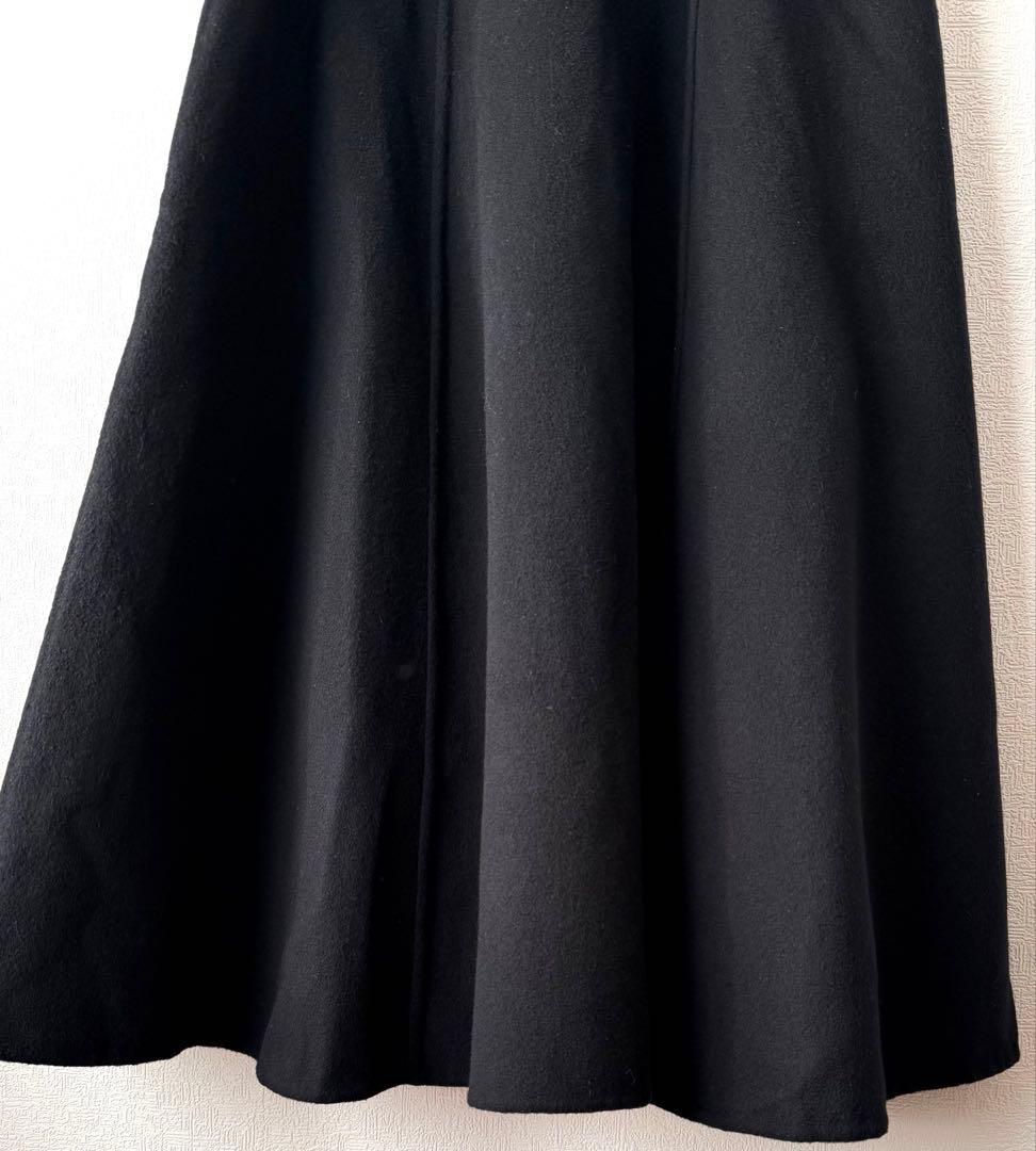 【grace class】フォックスファー付きウールポンチョ リバーシブル36黒