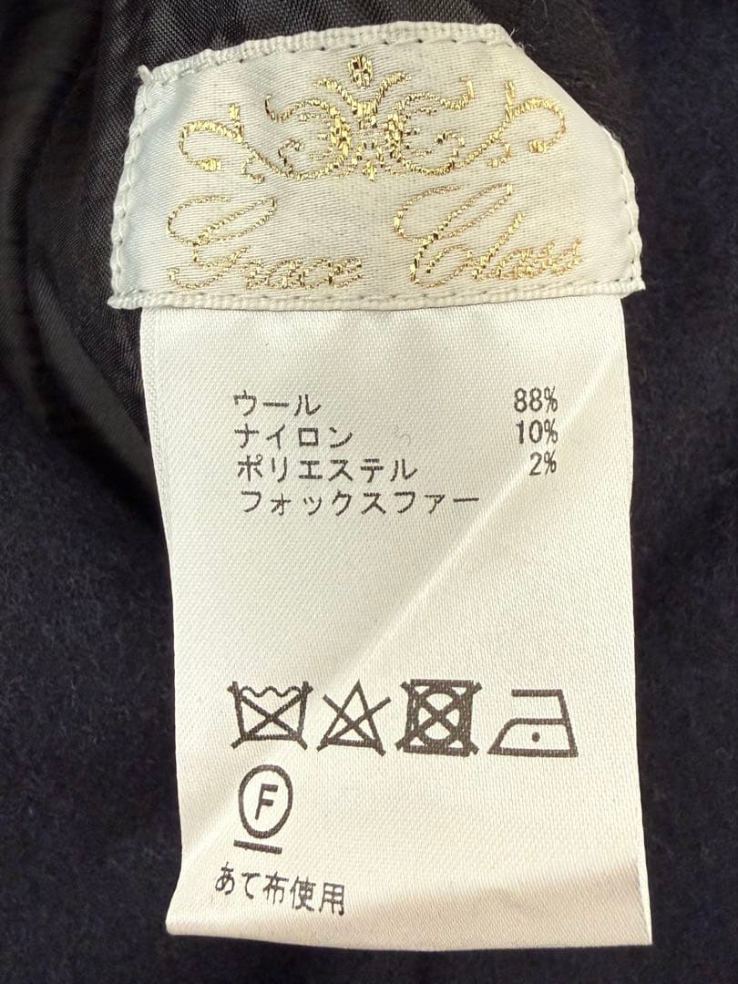 【grace class】フォックスファー付きウールポンチョ リバーシブル36黒