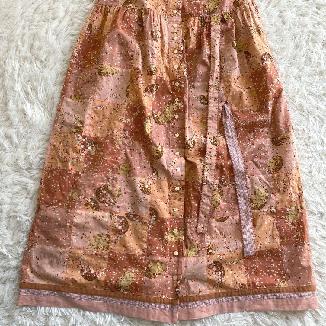 PINK HOUSEピンクハウス☆半袖コットンワンピース くま 花カゴ