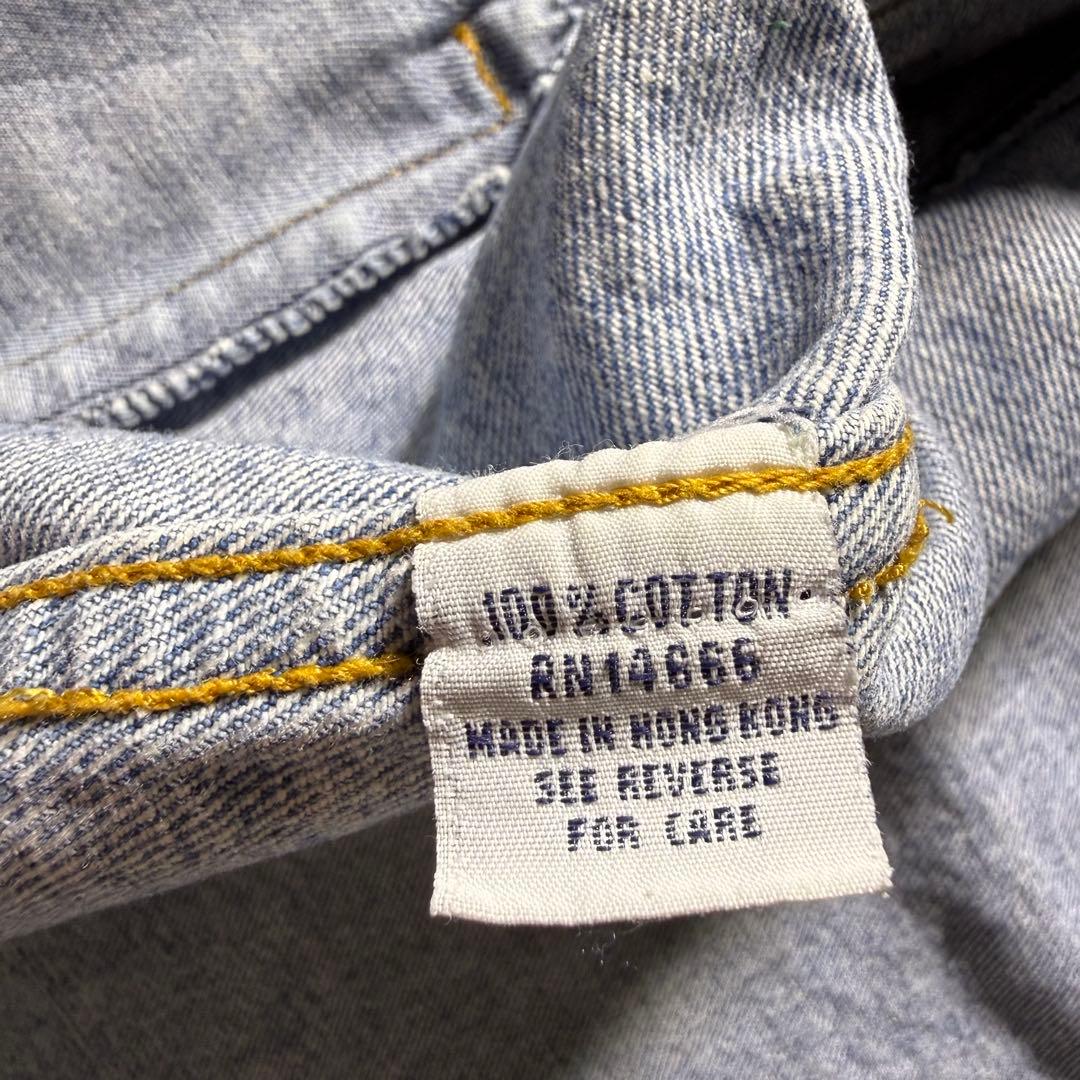 90s LEEデニムトラッカージャケット企業ロゴ古着ライトブルー超短丈ワイドL