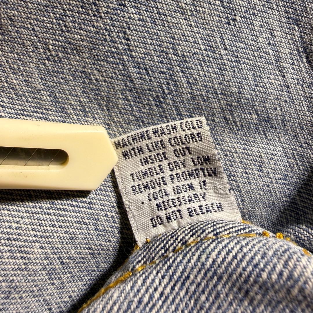 90s LEEデニムトラッカージャケット企業ロゴ古着ライトブルー超短丈ワイドL