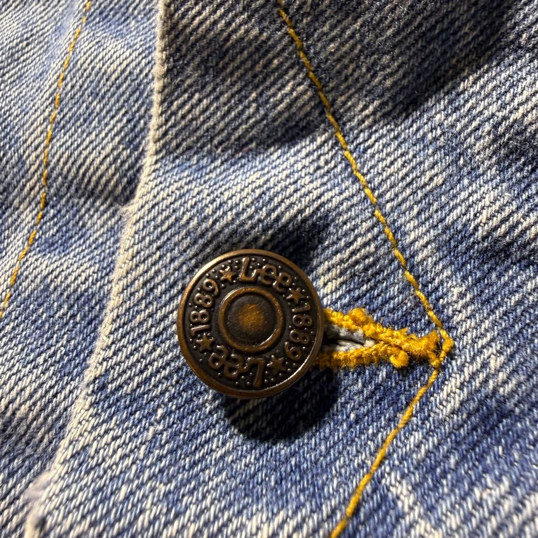 90s LEEデニムトラッカージャケット企業ロゴ古着ライトブルー超短丈ワイドL