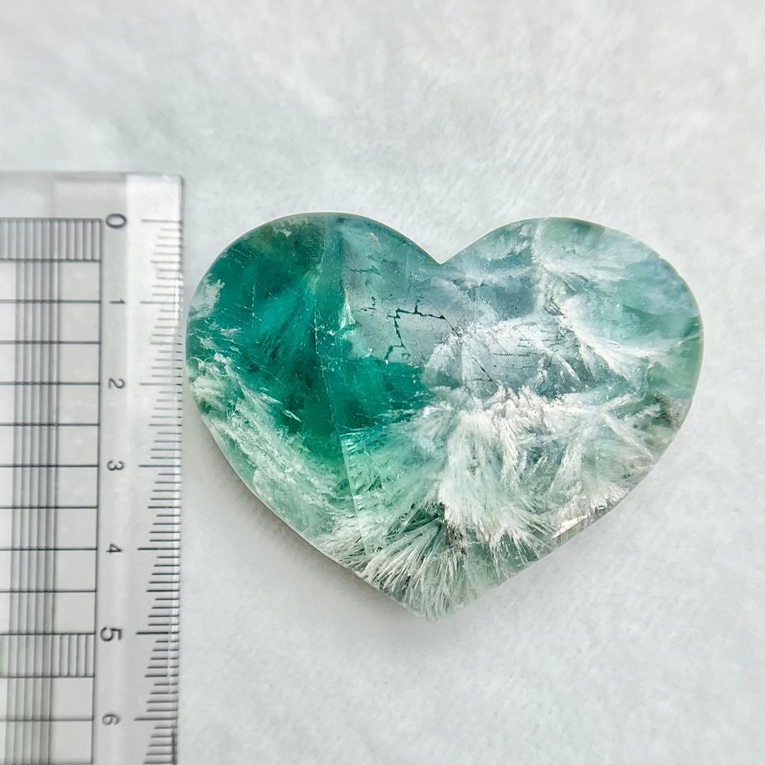 フェザーインフローライト フェザー フローライト ハート 置き物　グリーン