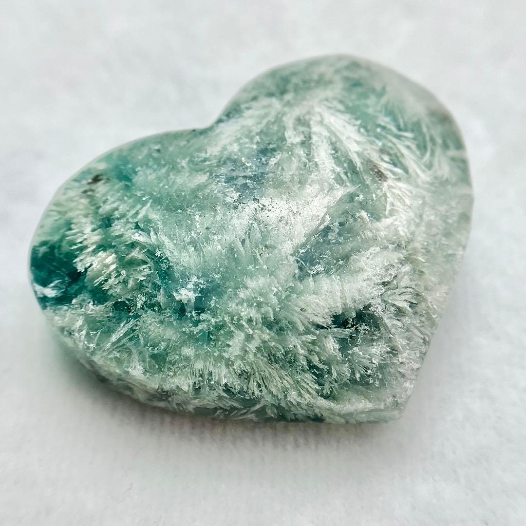 フェザーインフローライト フェザー フローライト ハート 置き物　グリーン