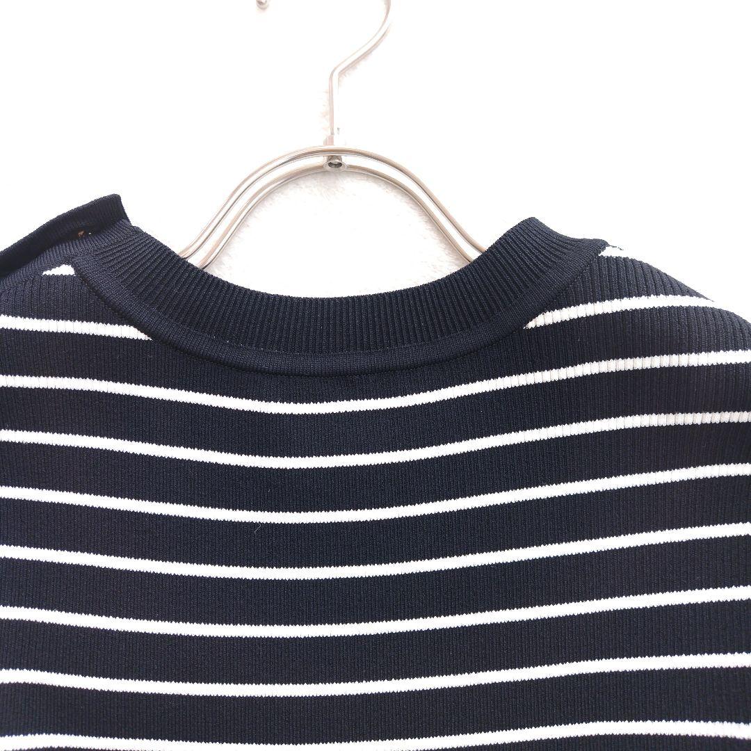 美品✨エポカ ボーダー ニット コンビ ワンピース ドレス 金ボタン 40