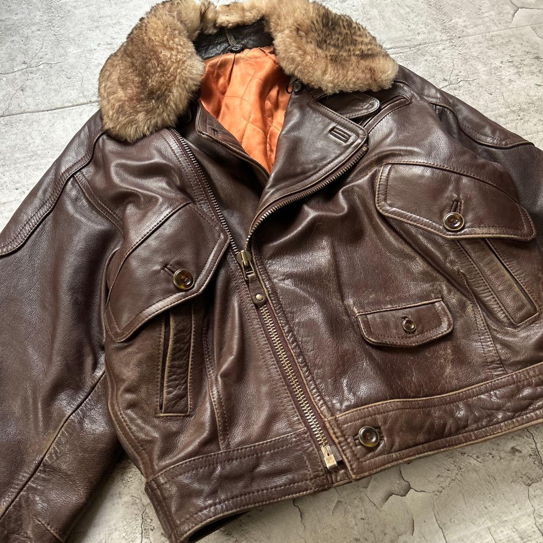 90s ライダースジャケット　レザージャケット　牛革　サイズM