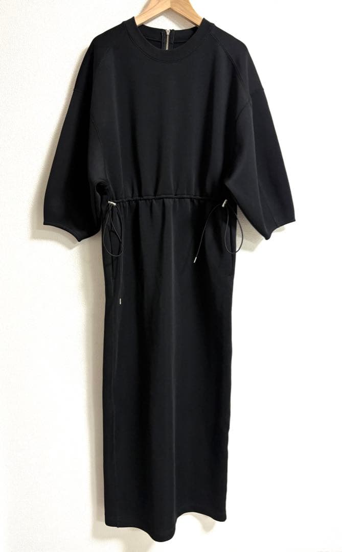 ADAM ET ROPE' ✨ハーフスリーブドロストワンピース　ブラック