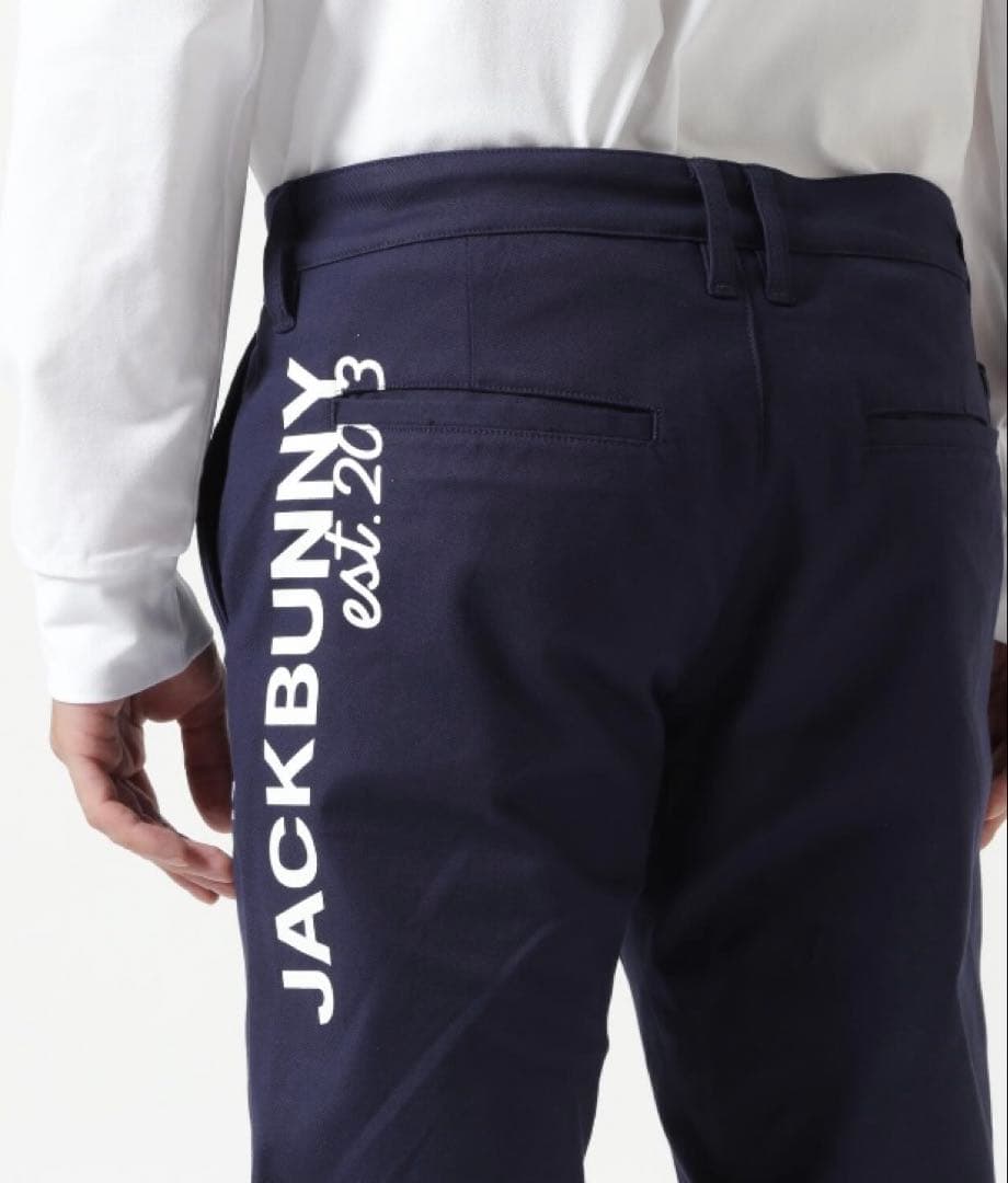 新品 パーリーゲイツ ジャックバニー ストレッチツイルロングパンツ(5)L/紺