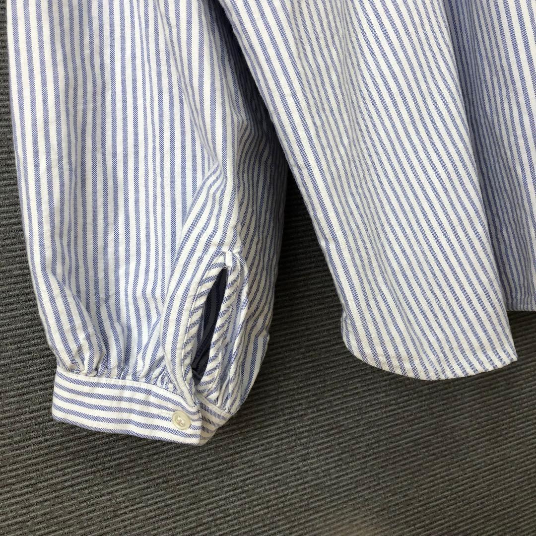 ジャーナルスタンダードラックス OXストライプ フリルブラウス ブルー