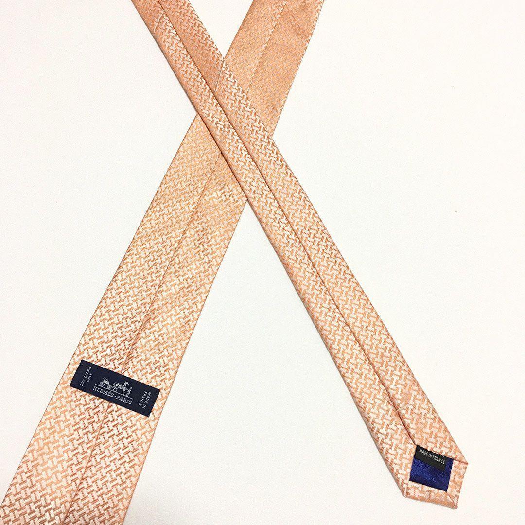 未使用級 H織りタイ ファソネH柄 エルメス HERMES ネクタイ オレンジ