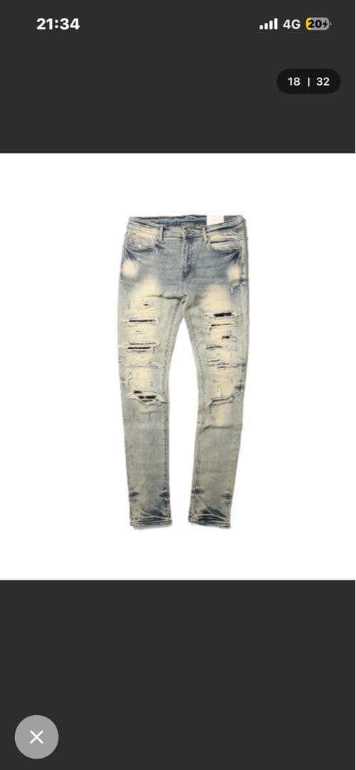 mnmlダメージ加工スリムフィットデニム