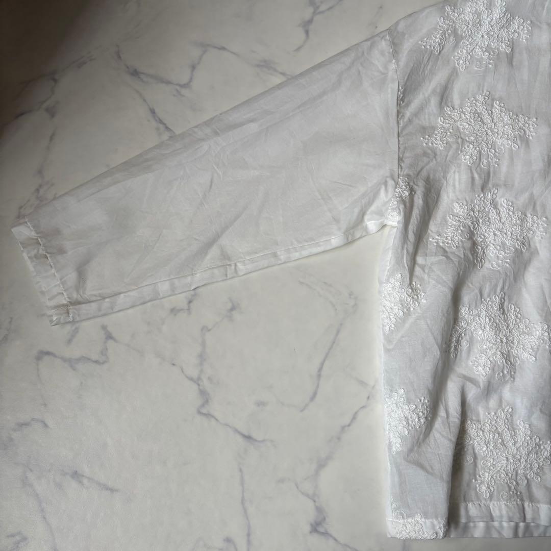 mizuiro ind レース スタンドカラーワイドシャツ ブラウス コットン