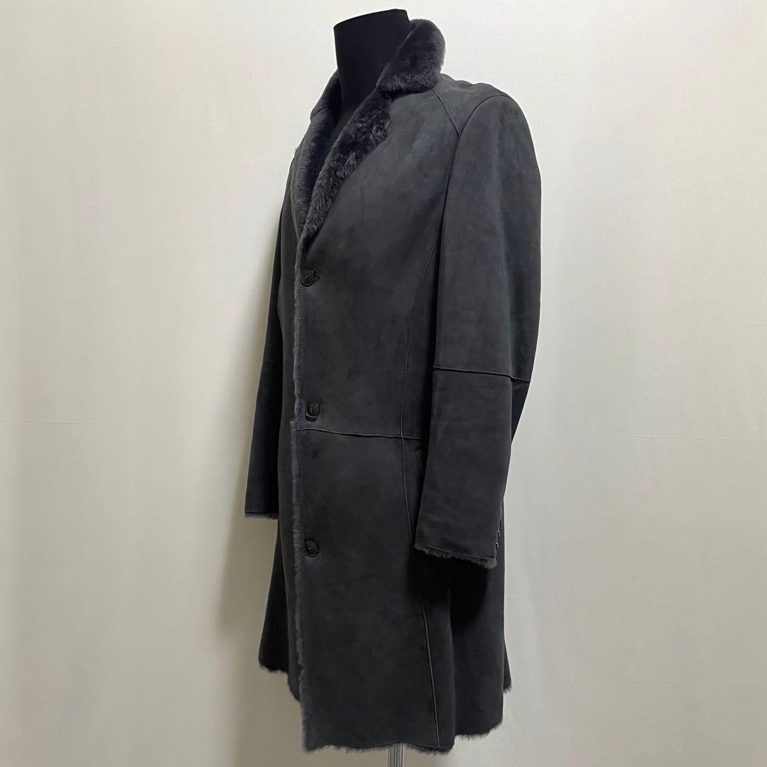 ETRO エトロ ムートン コート ペイズリー裏地 48 羊革 牛革