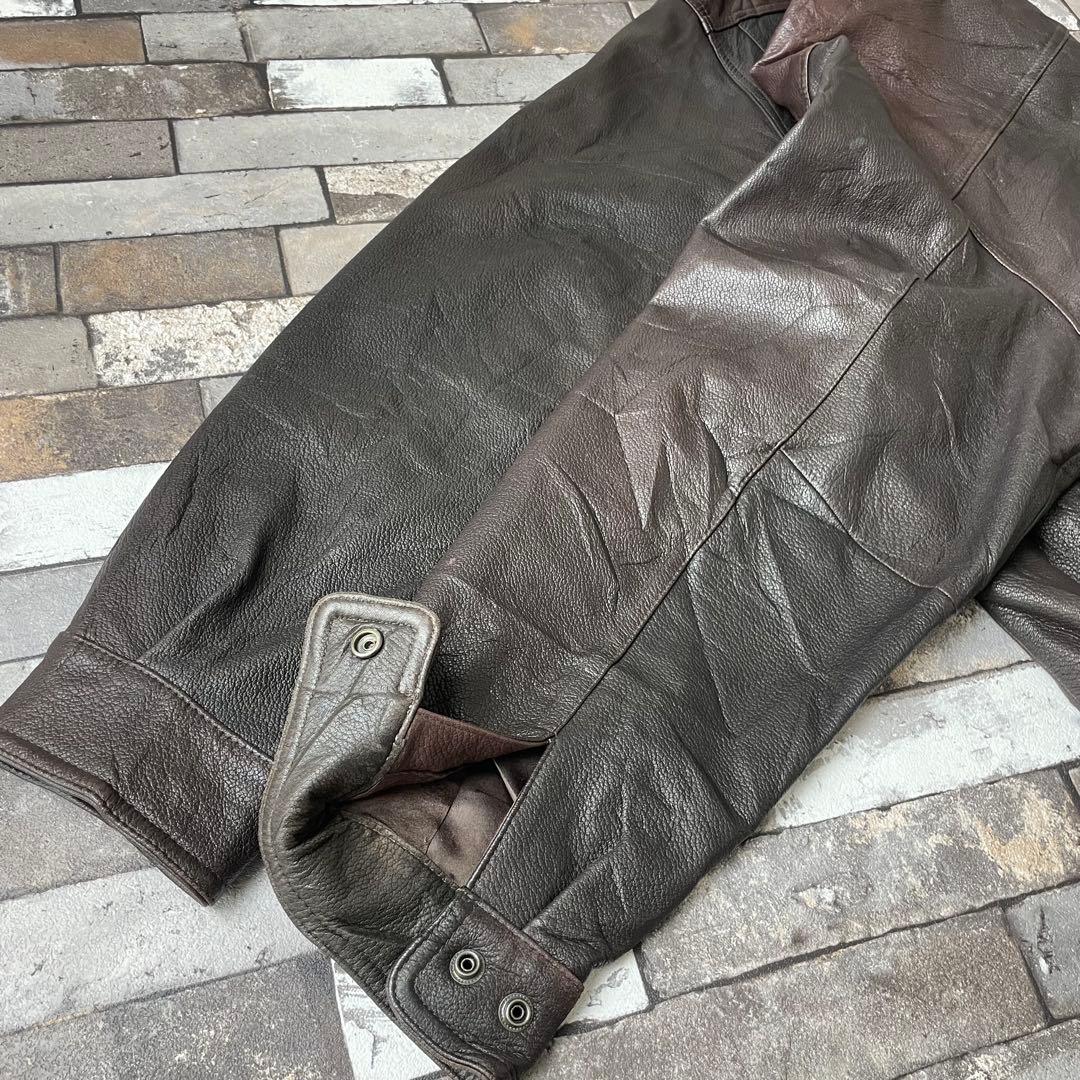 90s Genuine Leather Jac 本革 レザーライダースジャケット