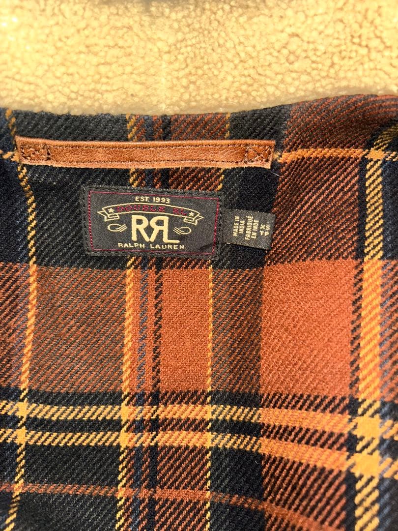RRL ムートン襟 フルレザー ジャケット ダメージ加工 XS