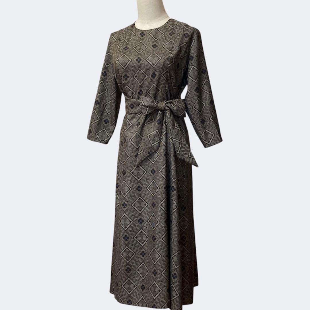 着物リメイク　龍郷　ワンピース　本場大島紬