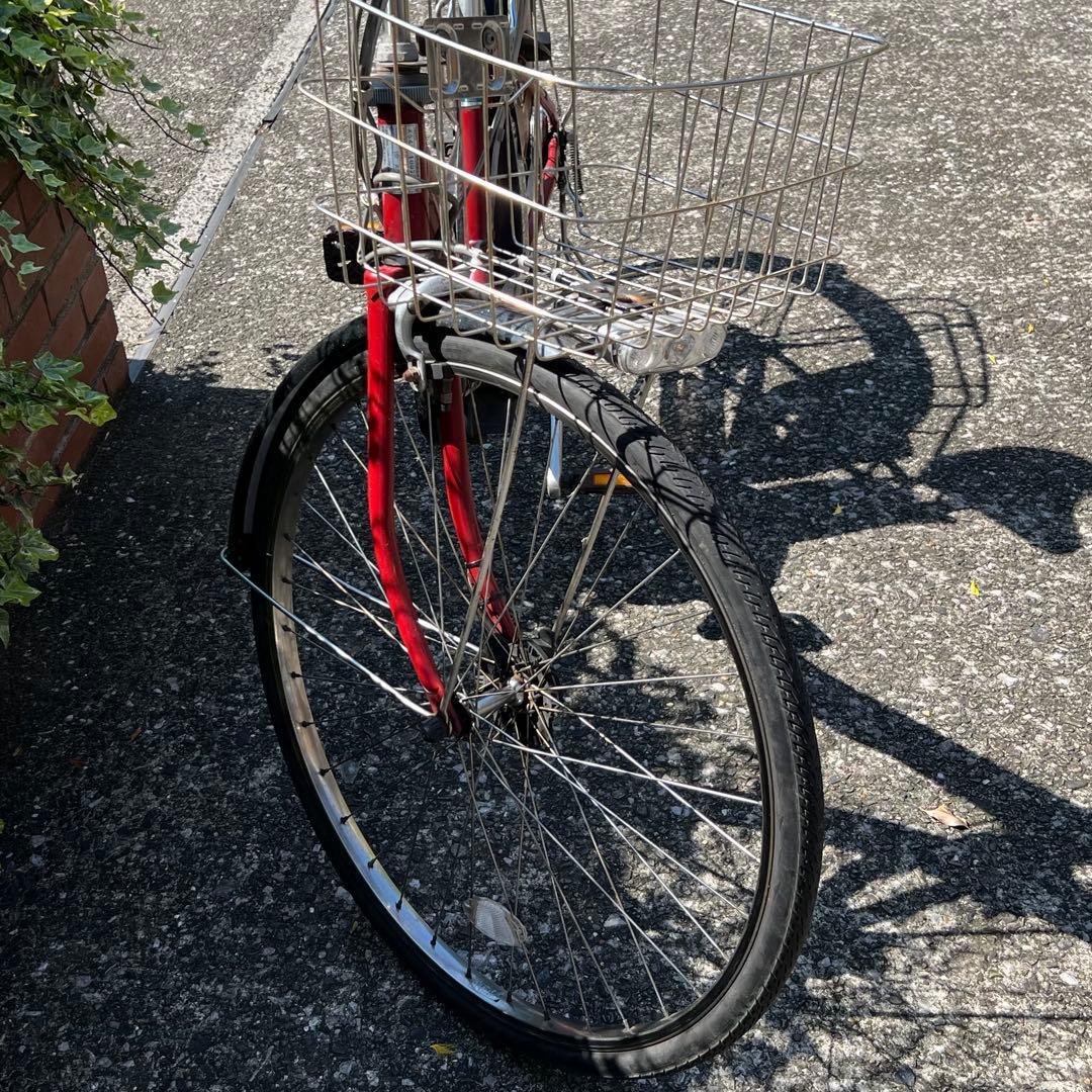 板橋区　引取り限定YAMAHA PAS 電動アシスト自転車 レッド 前カゴ付き