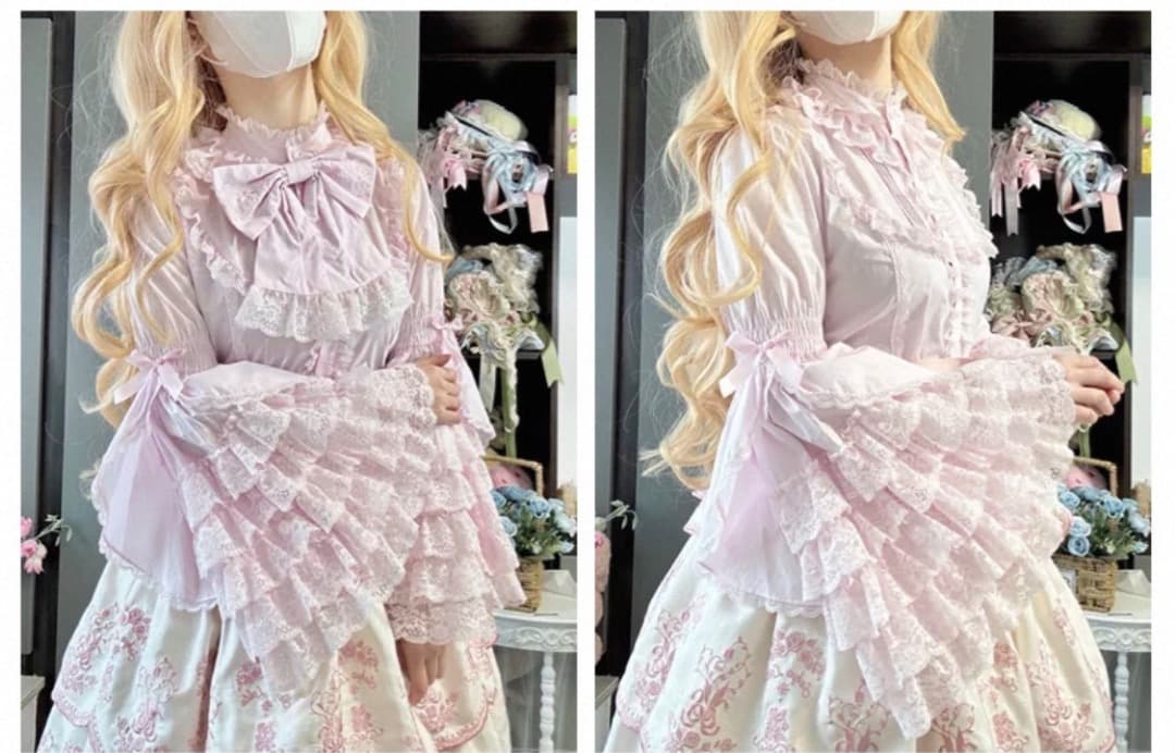 Lilia 姫袖ブラウス ピンクM 華ロリ ロリータ