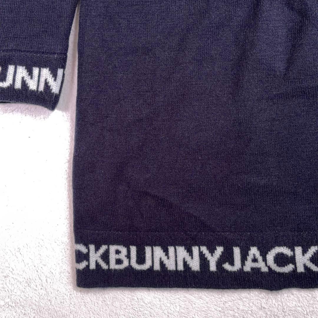 タグ付美品【Jack Bunny!!】ゴルフ ニットワンピース ロゴ 裏地付 紺