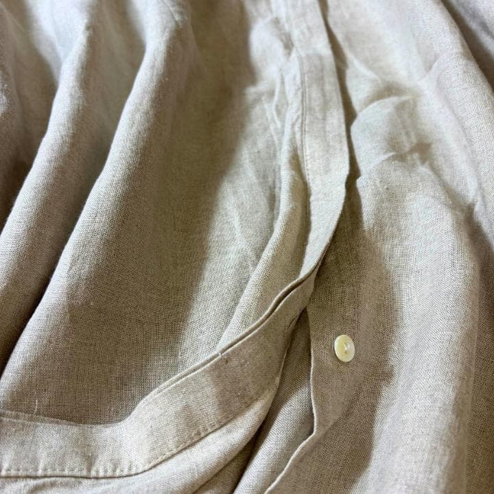 TSUHARU 麻100％ロングワンピース きなり比翼 前開き マキシ丈 ペチ付