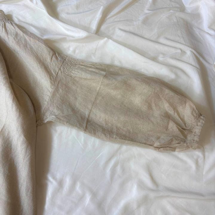 TSUHARU 麻100％ロングワンピース きなり比翼 前開き マキシ丈 ペチ付