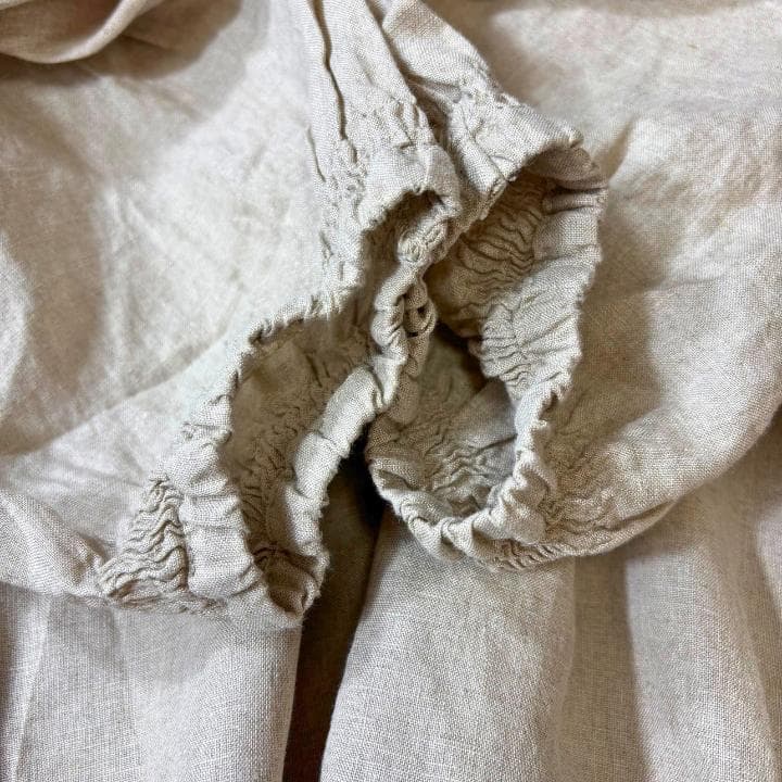 TSUHARU 麻100％ロングワンピース きなり比翼 前開き マキシ丈 ペチ付