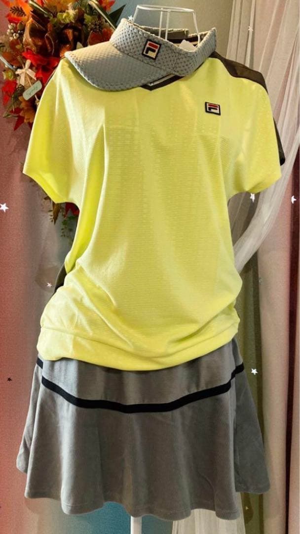 No.866 FILA スモーキーYELLOWのゲームシャツ☆XL☆新品☆