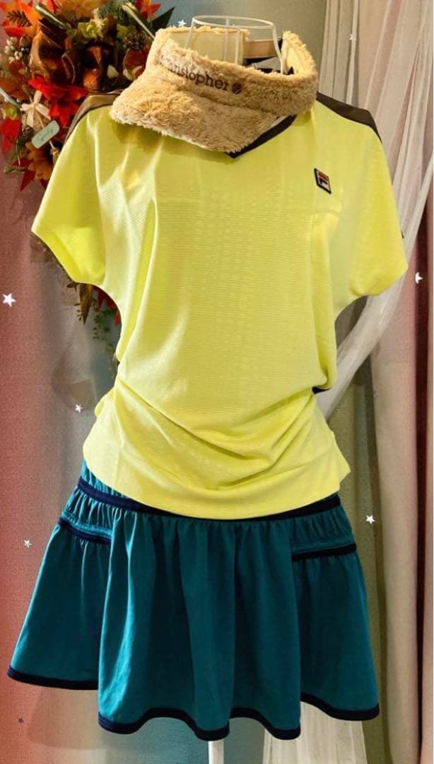 No.866 FILA スモーキーYELLOWのゲームシャツ☆XL☆新品☆
