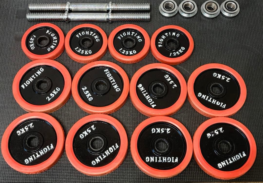 IROTEC ダンベル プレート 12枚（30kg）セット 45cm シャフト付