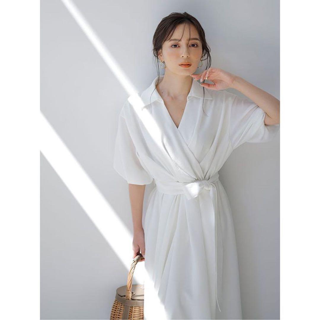 アニュアンス　カシュクールタックワンピース　ホワイト