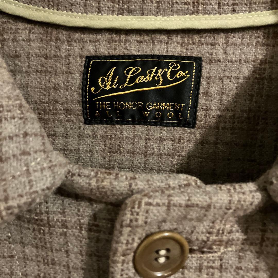 アットラスト ウールスポーツジャケット 42 チェック グレーパープル系