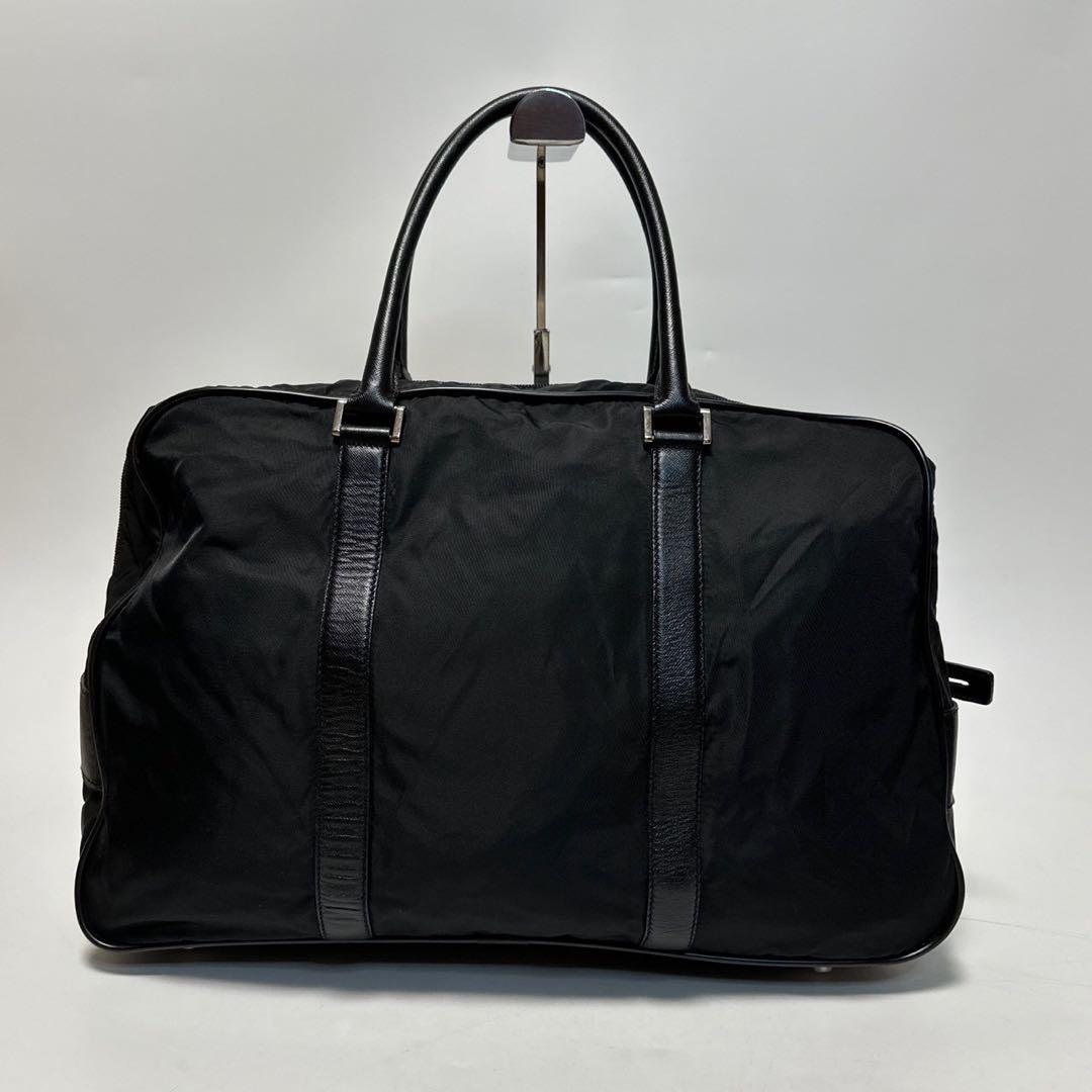 u35【近年モデル】保存袋付　プラダ　サフィアーノ　黒　南京錠　ハンドバッグ.