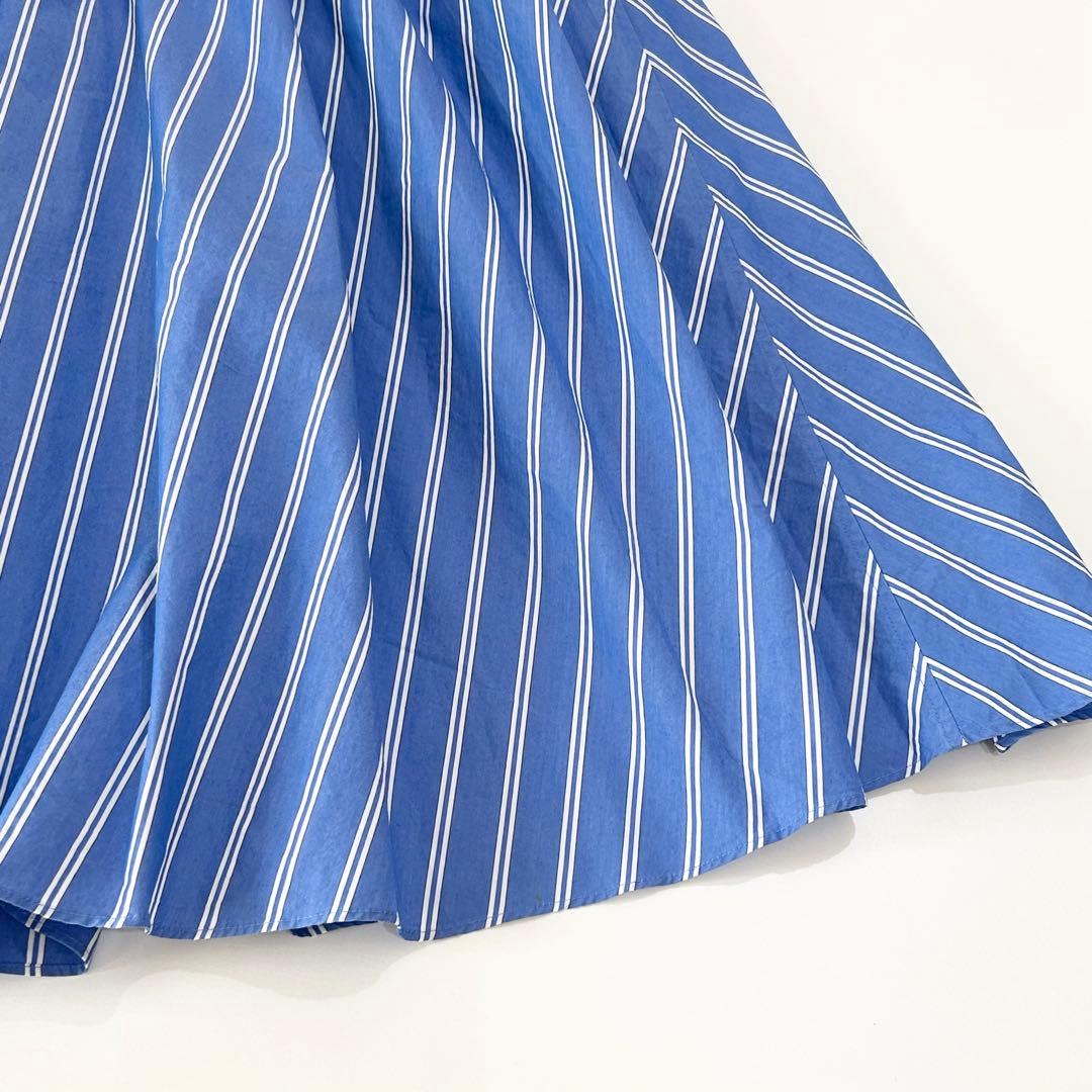 DESIGNWORKS ロングシャツワンピース フレア ベルト付き ブルー