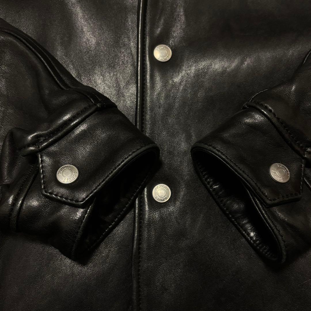 【美品】Schott レザーコーチジャケット L レザージャケット 羊革 革 黒
