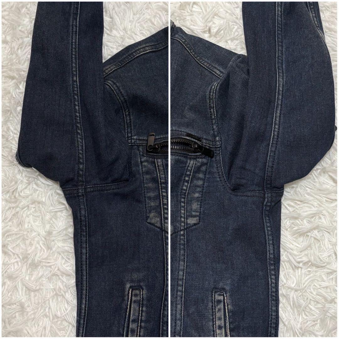 ◎極美品 GAS デニムライダース M ビッグプリント スカル 伸縮
